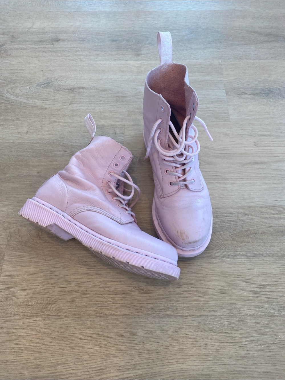 Dr. Martens Pastel Pink Lace-Up Combat Boots